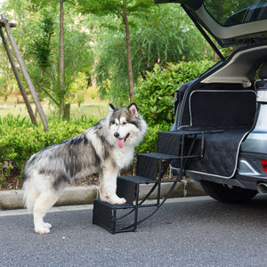 Échelle pour chien Colchester 4 marches jusqu'à 55 kg Métal/Polyester [en.casa]