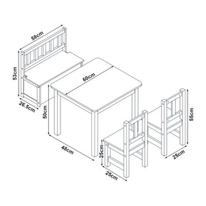 Set de table pour enfants Lousame Bois de pin naturel / blanc [en.casa]