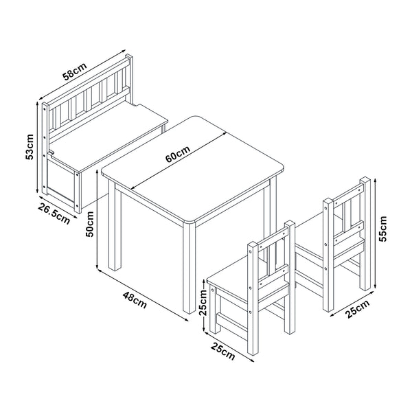 Set de table pour enfants Lousame Bois de pin naturel / blanc [en.casa]