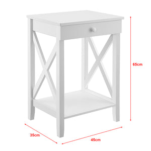 Table d’appoint Kivijärvi avec tiroir et surface de stockage 65 x 45 x 35 cm blanc [en.casa]