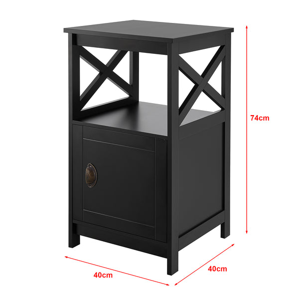 Table d'appoint Utajärvi avec compartiment de stockage à porte 74 x 40 x 40 cm noir [en.casa]