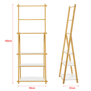 Étagère échelle Lapinjärvi avec porte-serviettes pour salle de bain 152 x 53 x 31 cm [en.casa]
