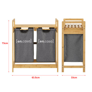 Étagère en bambou Kärkölä avec paniers à linge [en.casa]