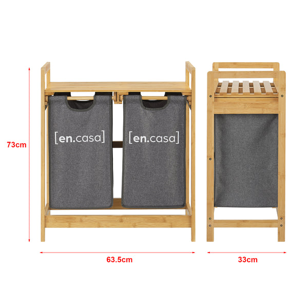 Étagère en bambou Kärkölä avec paniers à linge [en.casa]