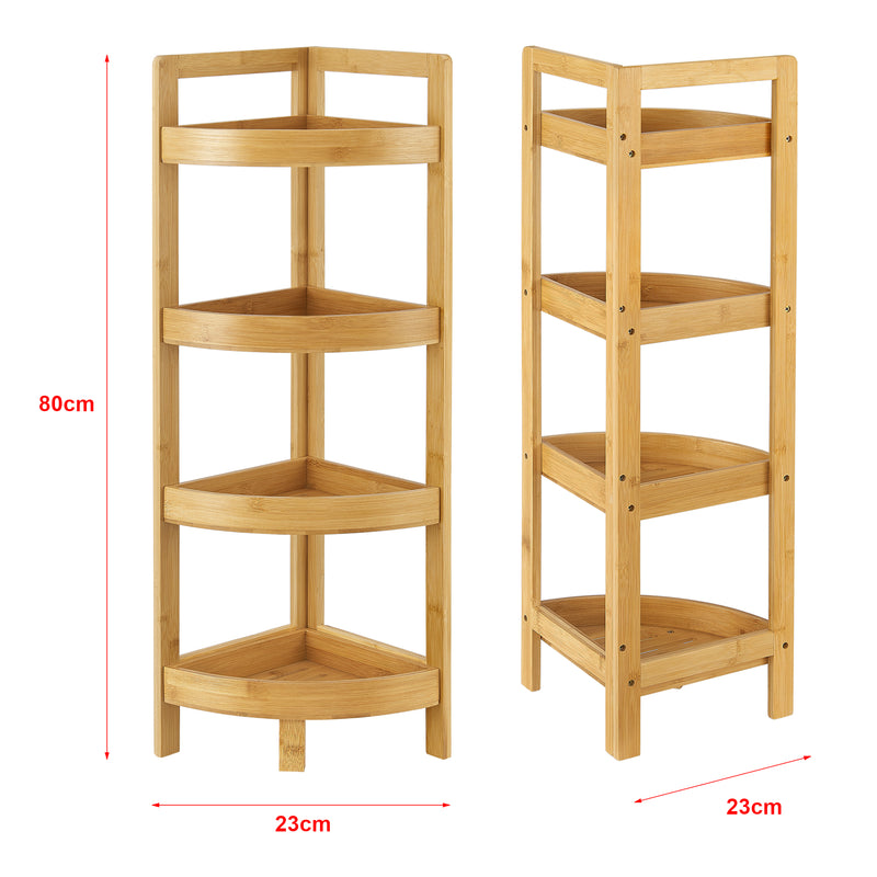 Croquis coté Étagère d'angle Lestijärvi 4 niveaux pour salle de bain ou cuisine 80 x 23 x 23 cm [en.casa]
