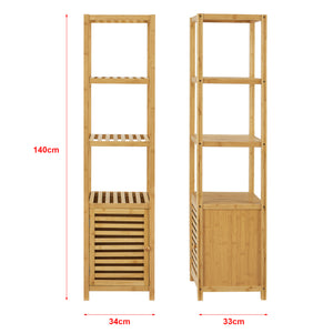 Étagère de salle de bain Liminka à 4 niveaux avec porte 140 x 34 x 33 cm [en.casa]