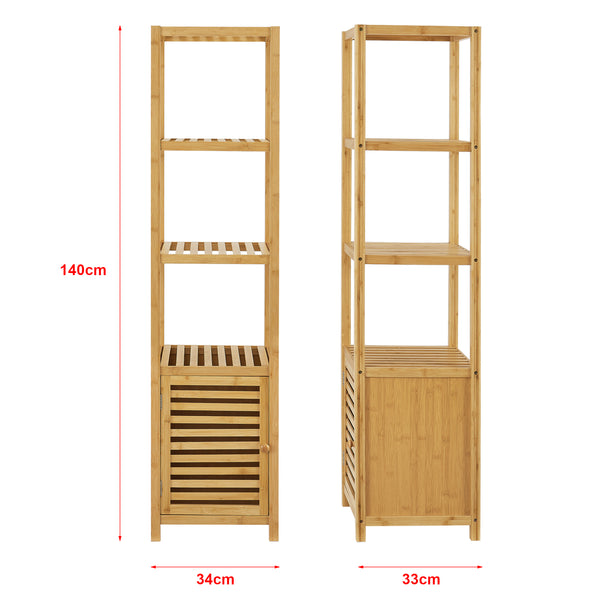 Étagère de salle de bain Liminka à 4 niveaux avec porte 140 x 34 x 33 cm [en.casa]