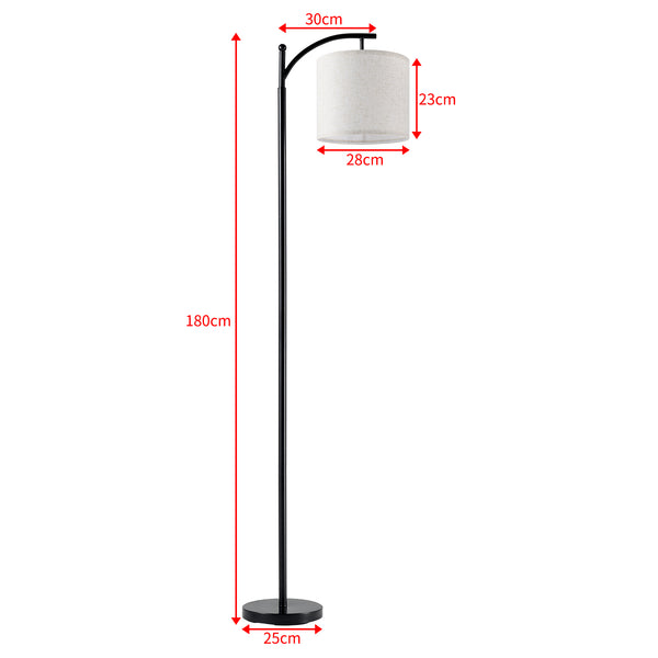 Lampadaire Coventry à abat-jour d'aspect lin E27 hauteur 180 cm noir beige [lux.pro]