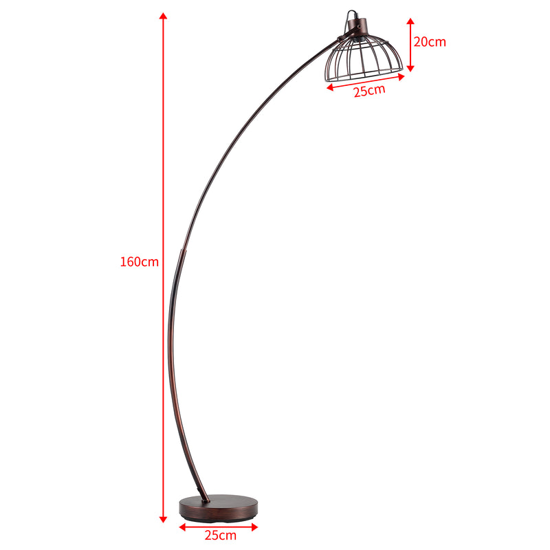 Croquis coté Lampadaire Portsmouth avec abat-jour grillagé E27 hauteur 160 cm rouille [lux.pro]