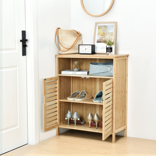 Meuble de rangement Eslöv à 2 portes 81 x 65,5 x 31 cm en bambou [en.casa]