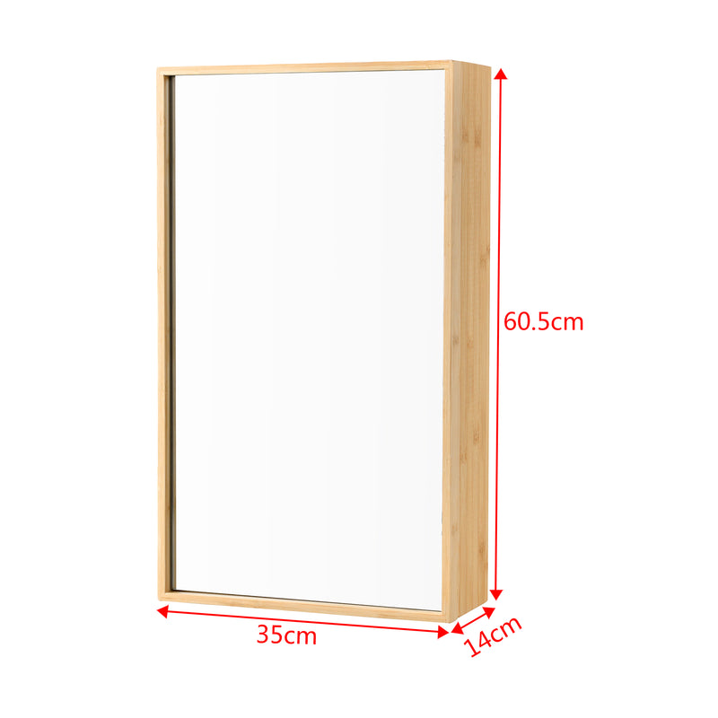 Croquis coté Placard mural Ikorfat pour salle de bain porte avec miroir 61 x 35 x 14 cm [en.casa]