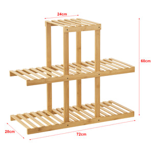 Étagère à fleurs Halsua à 3 niveaux en bambou 60 x 72 x 28 cm [en.casa]