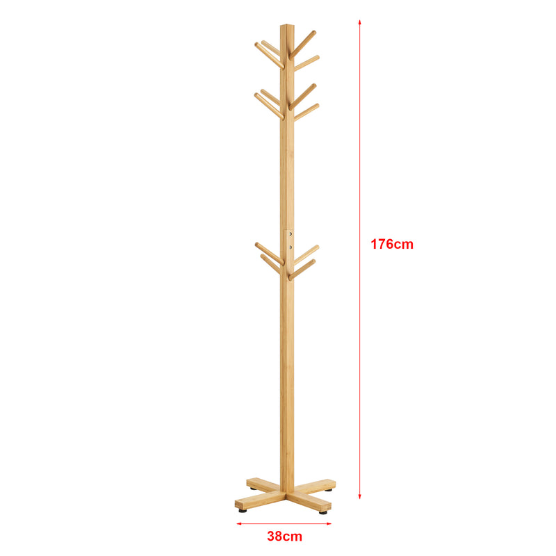 Croquis coté Portemanteau sur pied Jämsä à 12 patères en bambou [en.casa]