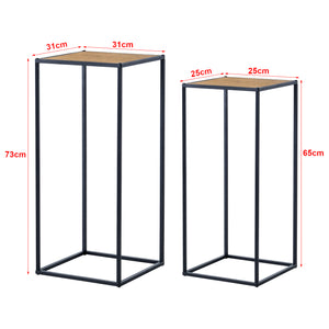 Set de 2 tables d'appoint Gamleby gigognes carrées noir effet bois [en.casa]