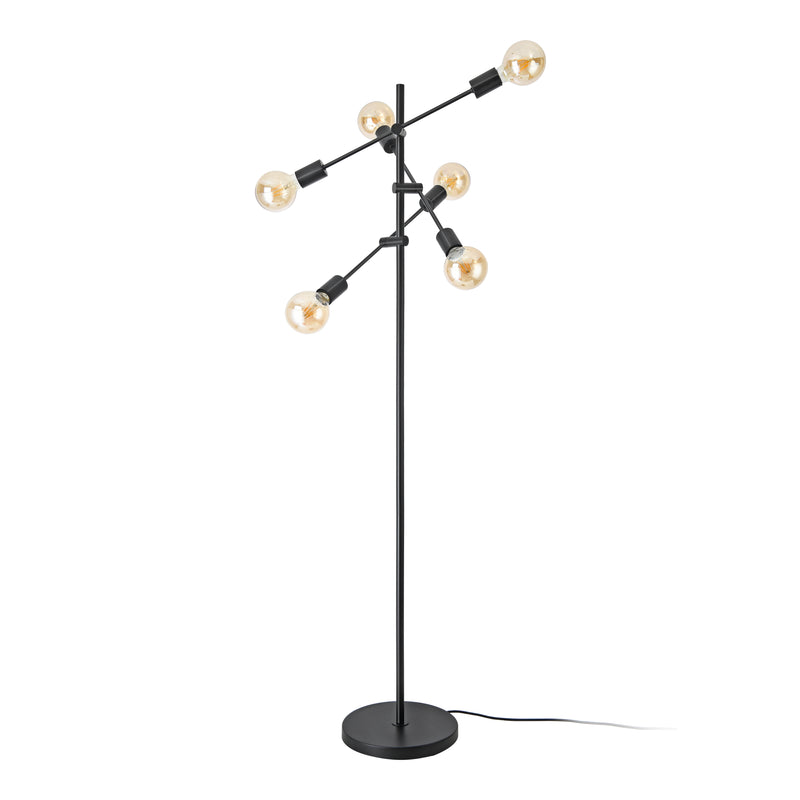 Croquis coté Lampadaire Craigavon 6 x E27 hauteur 154 cm noir [lux.pro].