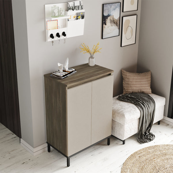 Armoire à chaussures Lieksa avec 3 étagères 85,5x60x35,5 cm chêne gris [en.casa]