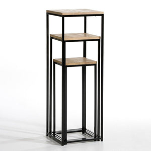 Set de 3 tables d'appoint Kontiolahti gigognes noir effet bois [en.casa]