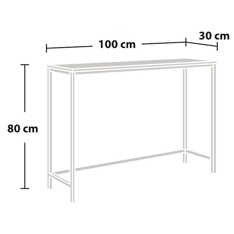 Croquis coté Table console Kronoby 80 x 100 x 30 cm noir / effet bois [en.casa]