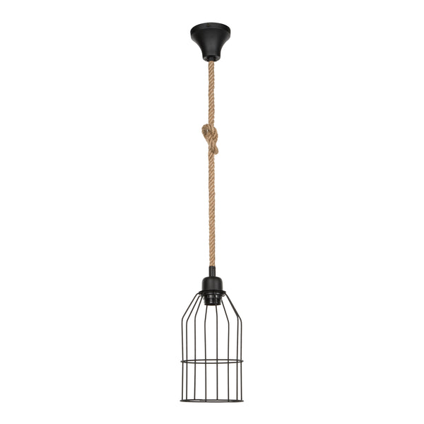 Suspension Ashford en métal et corde de jute 90 cm E27 [lux.pro]