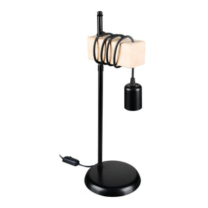 Lampe de bureau Chatham en métal et bois massif 48,5 cm E27 noir / naturel [lux.pro]