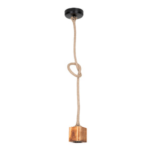 Suspension Corby en métal bois corde de jute hauteur 95 cm E27 [lux.pro]