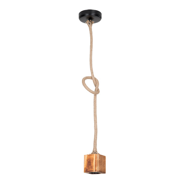 Suspension Corby en métal bois corde de jute hauteur 95 cm E27 [lux.pro]