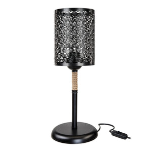 Lampe de bureau Filton en métal corde de jute 45 cm E27 noir / naturel [lux.pro]