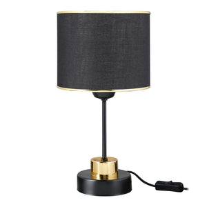 Lampe de table Gravesend E27 Métal Textile Noir / Couleur laiton [lux.pro]