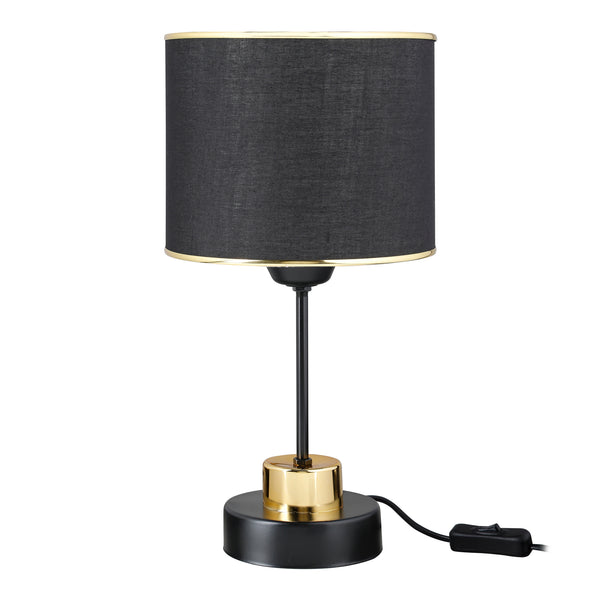 Lampe de table Gravesend E27 Métal Textile Noir / Couleur laiton [lux.pro]