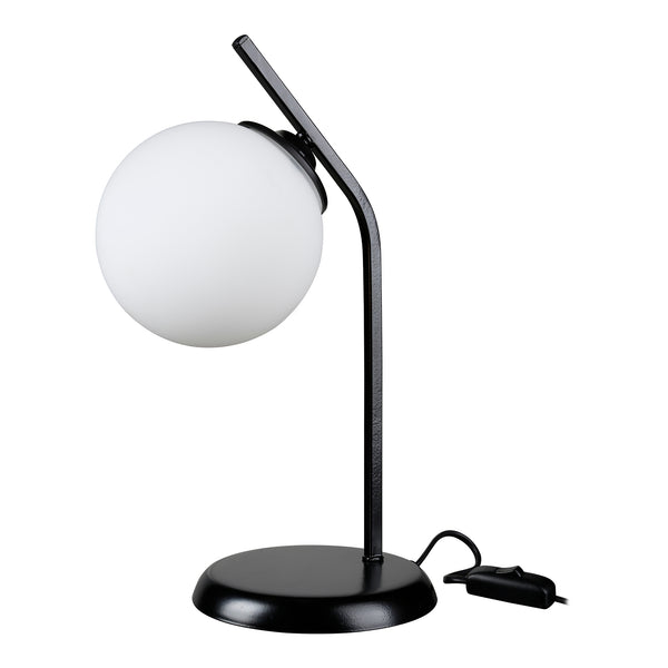 Lampe de table Grimsby E27 Métal Verre Noir / Blanc [lux.pro]