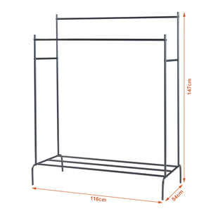 Porte-manteaux Bramming avec deux tringles à vêtements 147 x 116 x 54 cm Noir [en.casa]