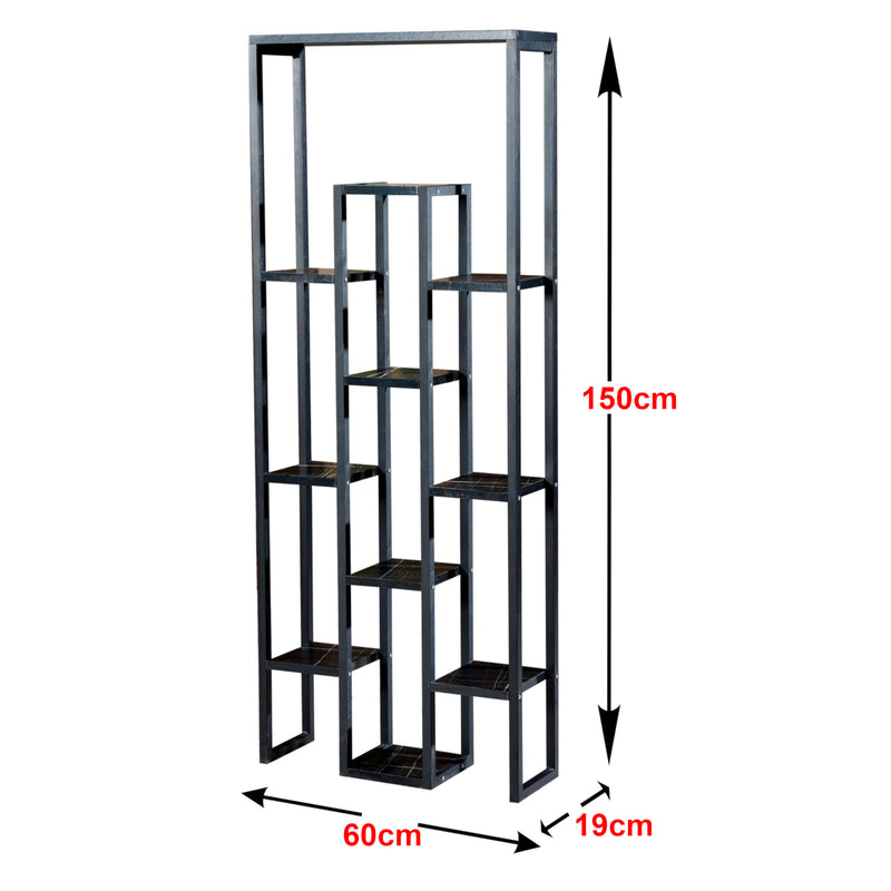 Croquis coté Support de plantes Blaavandshuk à 11 niveaux 150 x 60 x 19 cm marbre noir / noir [en.casa]