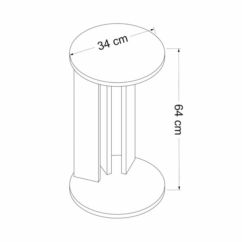 Croquis coté Table d'appoint Frederiksberg ronde effet noyer / anthracite [en.casa]