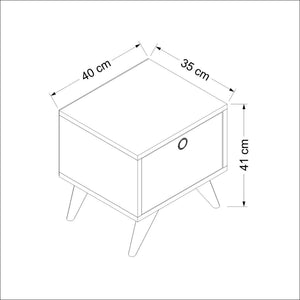 Table de chevet Hinnerup avec compartiment de rangement 41 x 40 x 35 cm blanc / effet chêne / noir [en.casa]