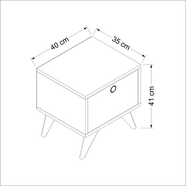 Table de chevet Hinnerup avec compartiment de rangement 41 x 40 x 35 cm blanc / effet chêne / noir [en.casa]