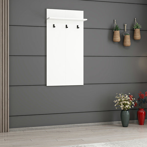 Panneau d'entrée Farsø avec étagère et 3 crochets Blanc [en.casa]