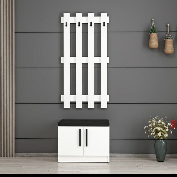 Panneau de vestiaire avec banc à chaussures Farum blanc [en.casa]