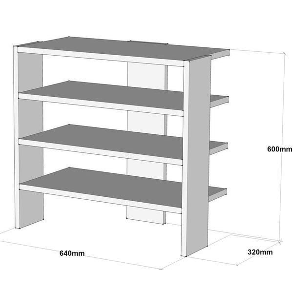 Étagère à chaussures Gudme pour entrée à 4 niveaux 60 x 64 x 32 cm blanc [en.casa]
