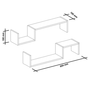 Lot de 2 étagères murales Gram pour entrée 19,5 x 95,4 x 19,5 cm blanc [en.casa]