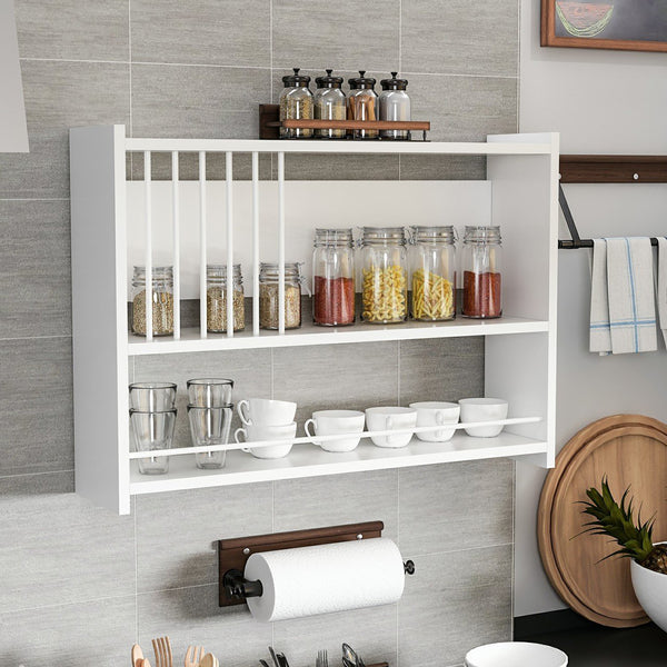 Étagère murale Helsingør avec 3 étagères Blanc [en.casa]