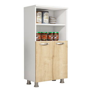 Armoire de cuisine Haslev avec 2 portes Blanc / aspect chêne saphir [en.casa]