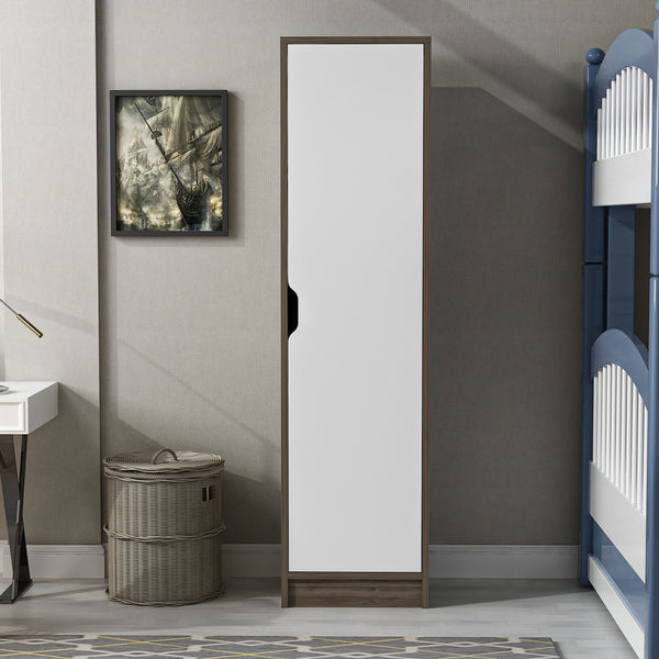 Armoire de bureau Egvad avec une porte aspect noyer / blanc [en.casa]