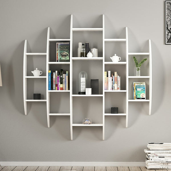 Étagère murale Dianalund 147x146x29 cm Blanc [en.casa]