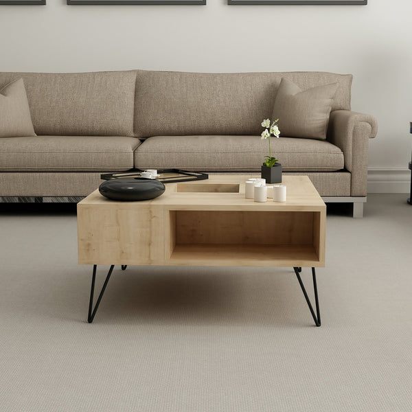 Table basse Gråsten avec compartiments de rangement Chêne Saphir / Noir [en.casa]