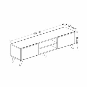 Meuble TV Grindsted à portes 45 x 160 x 37 cm effet chêne / anthracite [en.casa]