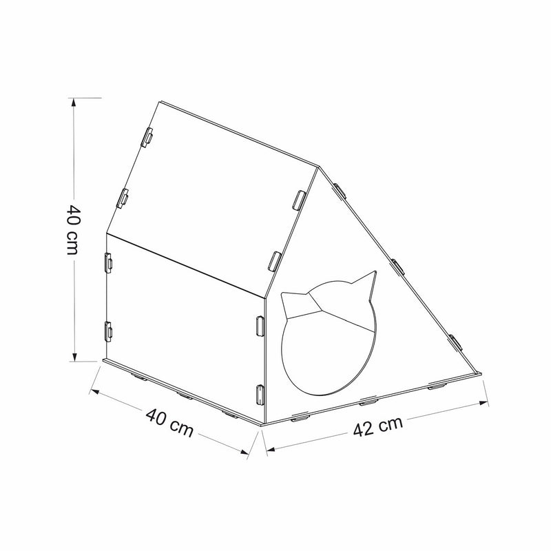 Croquis coté Cabane Lani pour chat et petit chien 40 x 42 x 40 cm blanc [en.casa]