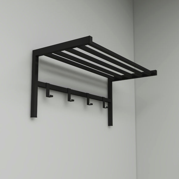 Porte-manteau mural Tolga avec tablette à chapeaux Noir [en.casa]