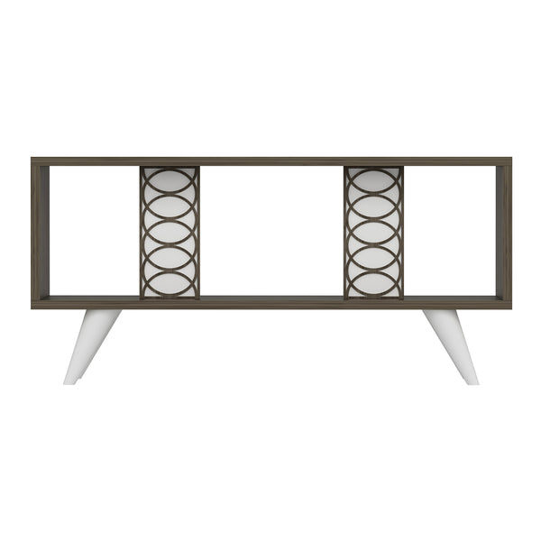 Table TV Ockelbo 45x90x30 cm Blanc / Noyer [en.casa]