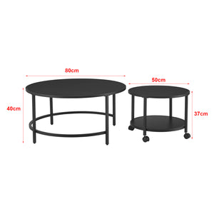 Table basse Værøy en lot de 2 noir mat [en.casa]