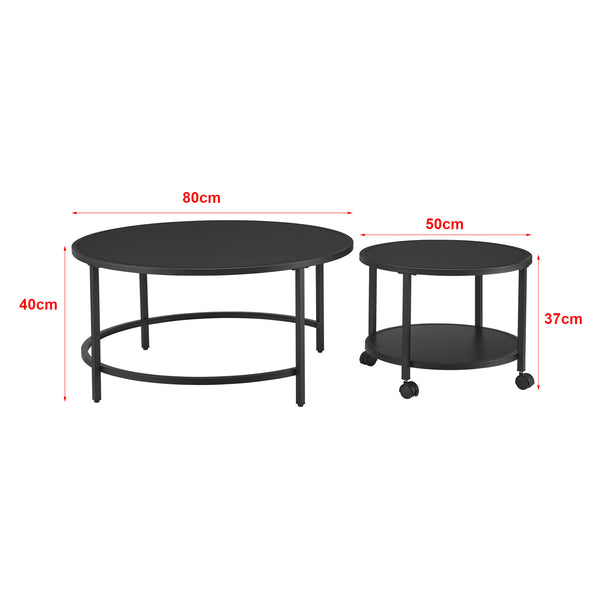 Table basse Værøy en lot de 2 noir mat [en.casa]